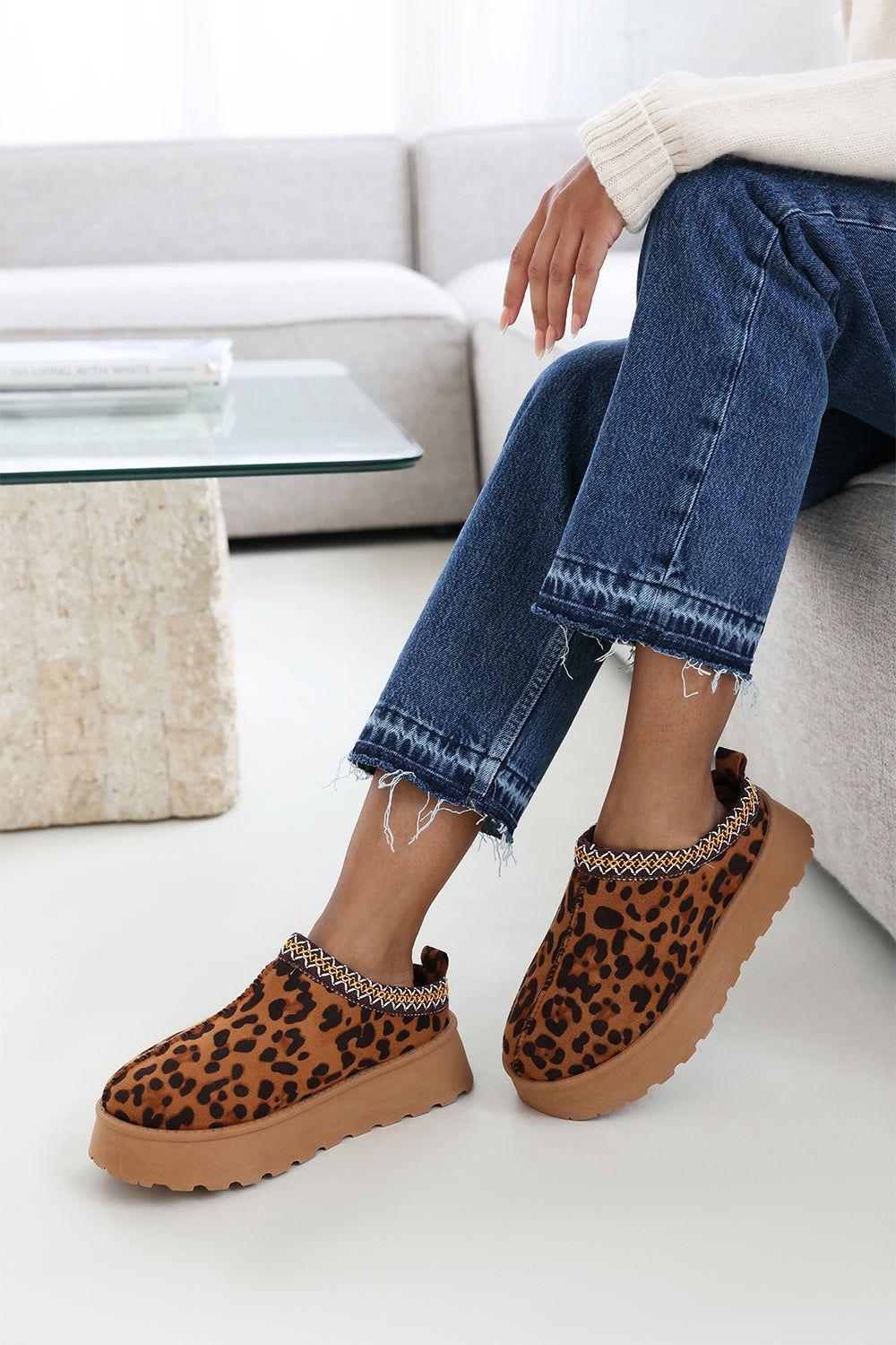 'Meilani' Cosy Faux-Suede Fur Lining Platform Low Ankle Boot by WHERE'S THAT FROM