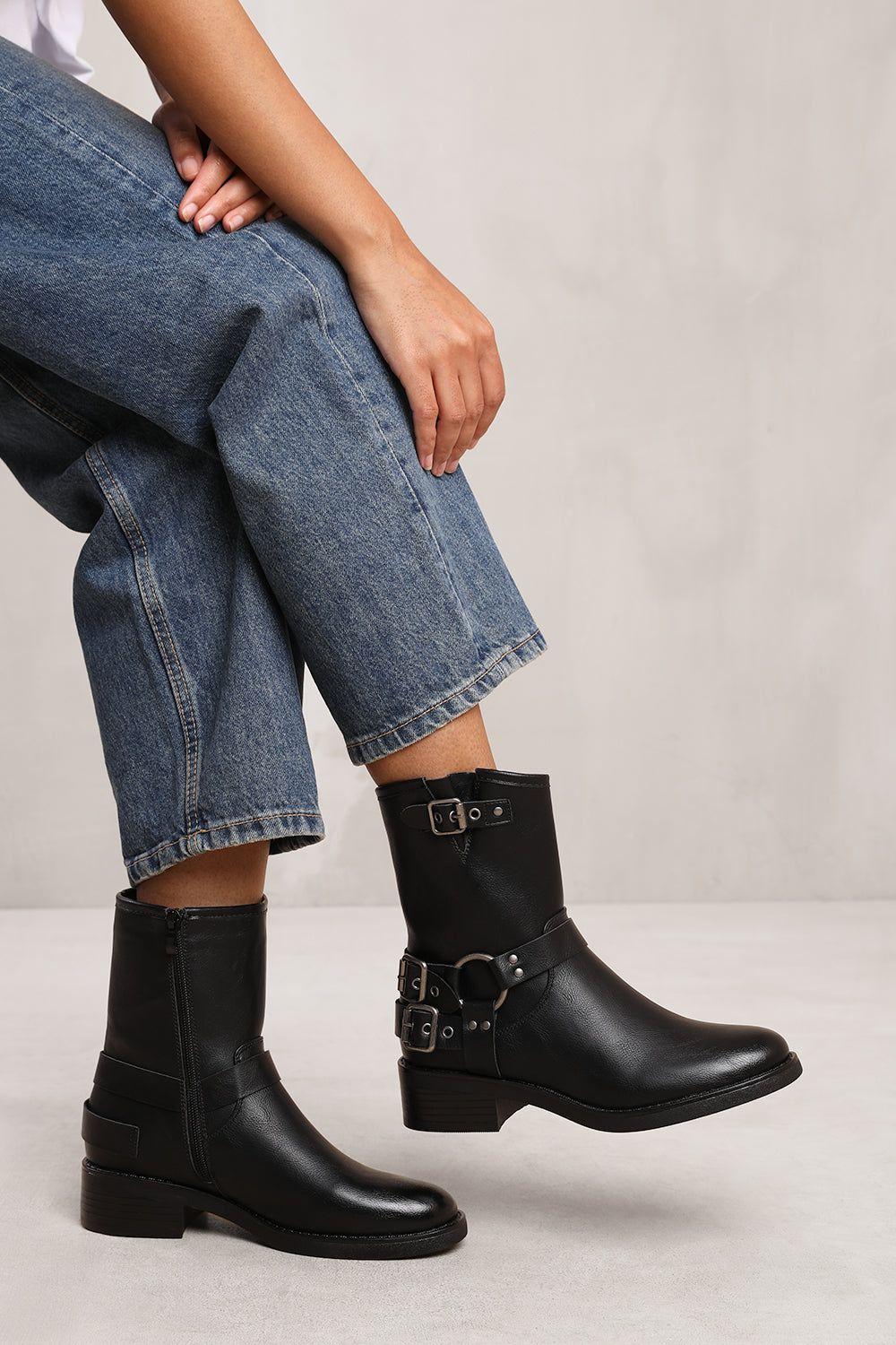 'Micah' Ankle Boot With Buckle Detailing by WHERE'S THAT FROM
