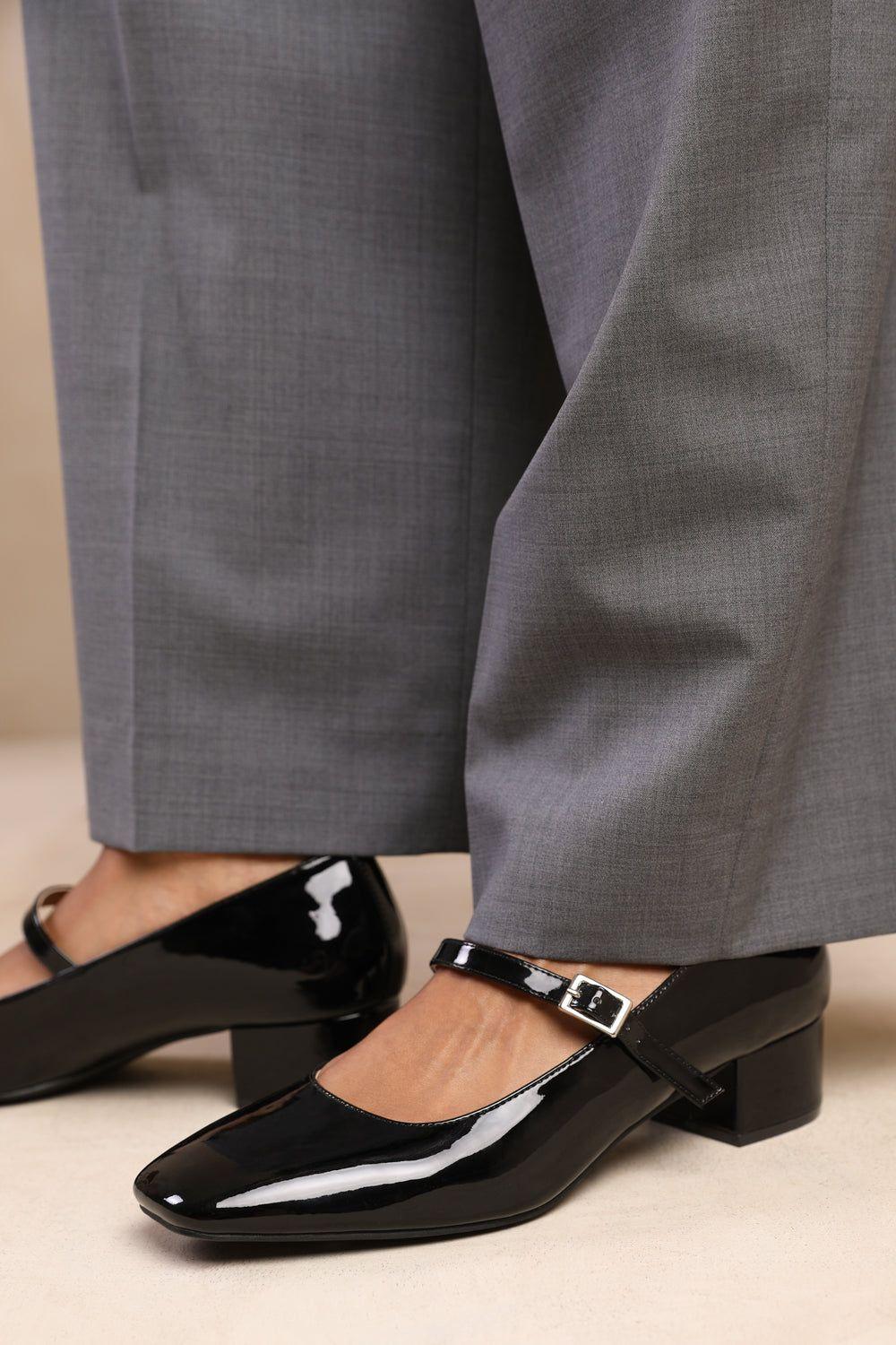 'Nadia' Girl's School Block Heel Buckle Strap Mary Jane Shoes by WHERE'S THAT FROM