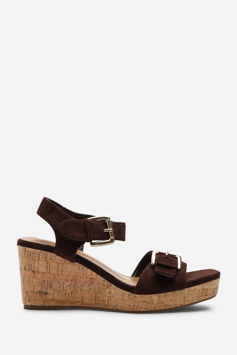 Olivine Double Strap Platform Suede Wedge by WHERE'S THAT FROM