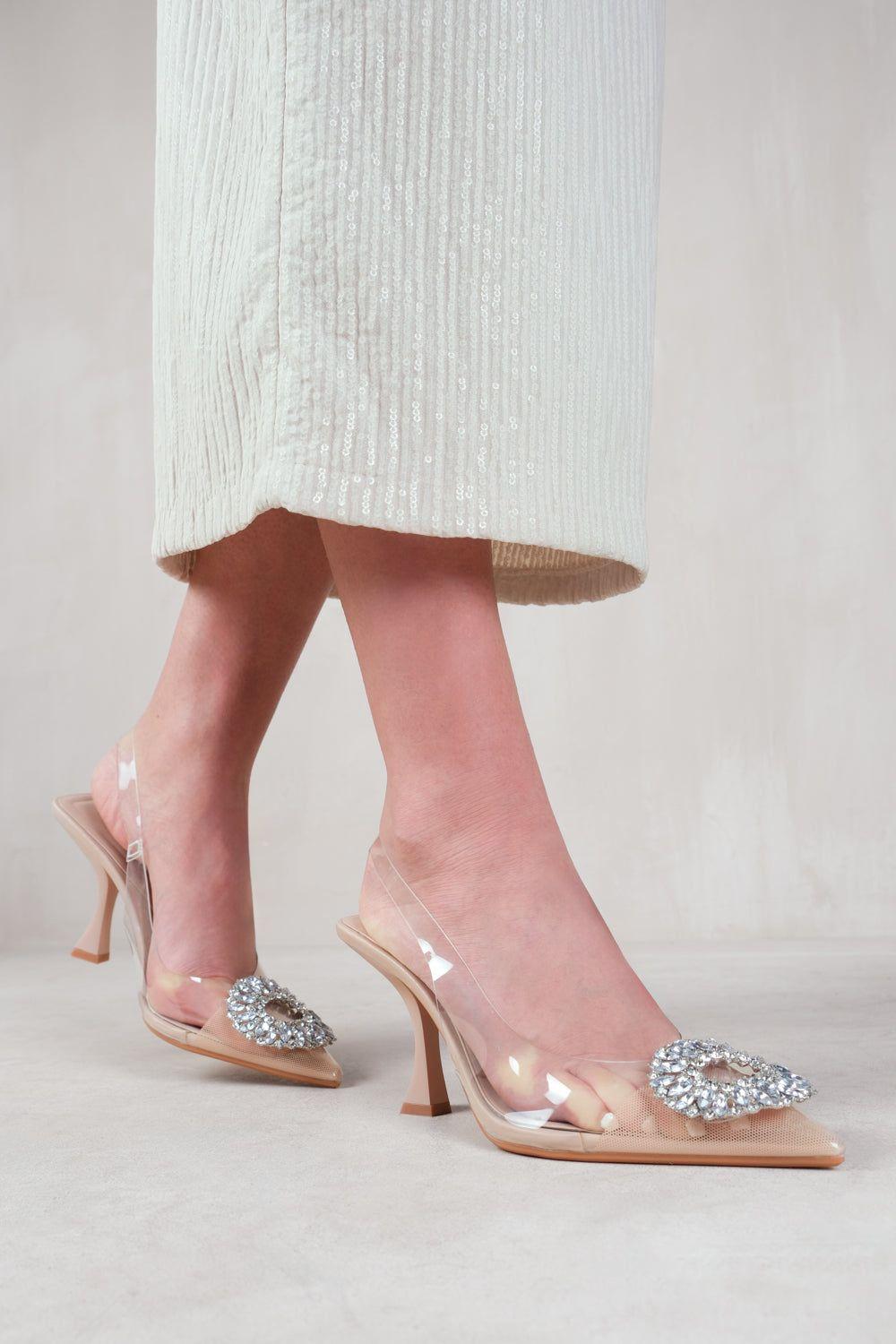 'Opal' Perspex Low Heel Sandals With Embellished Detail by WHERE'S THAT FROM 'Opal' Perspex Low Heel Sandals With Embellished Detail by WHERE'S THAT FROM