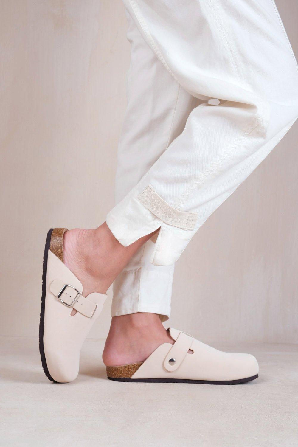 'Palm' Closed Toe Flat Sandals With Buckle Detail by WHERE'S THAT FROM