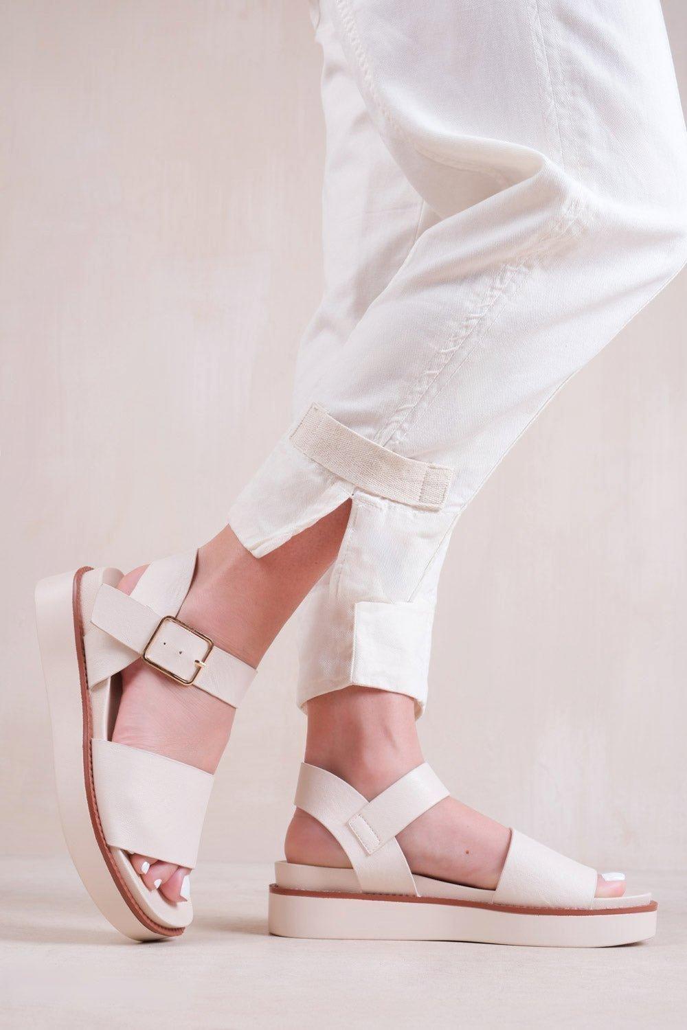 'Phoenix' Extra Wide Fit Classic Flat Sandals With Strap And Buckle Detail by WHERE'S THAT FROM