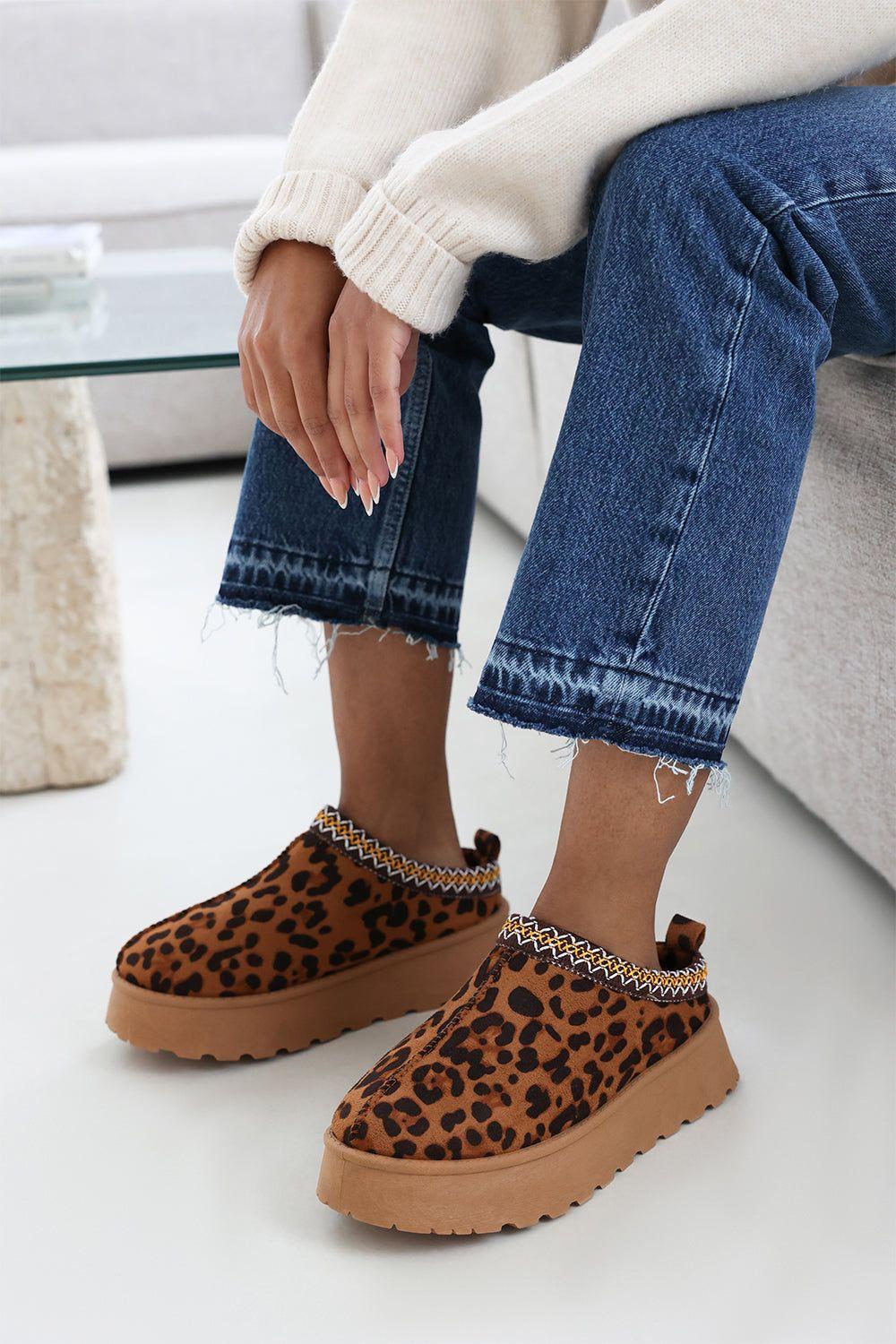 'Quincy' Cosy Faux-Suede Fur Lining Platform Slipper by WHERE'S THAT FROM