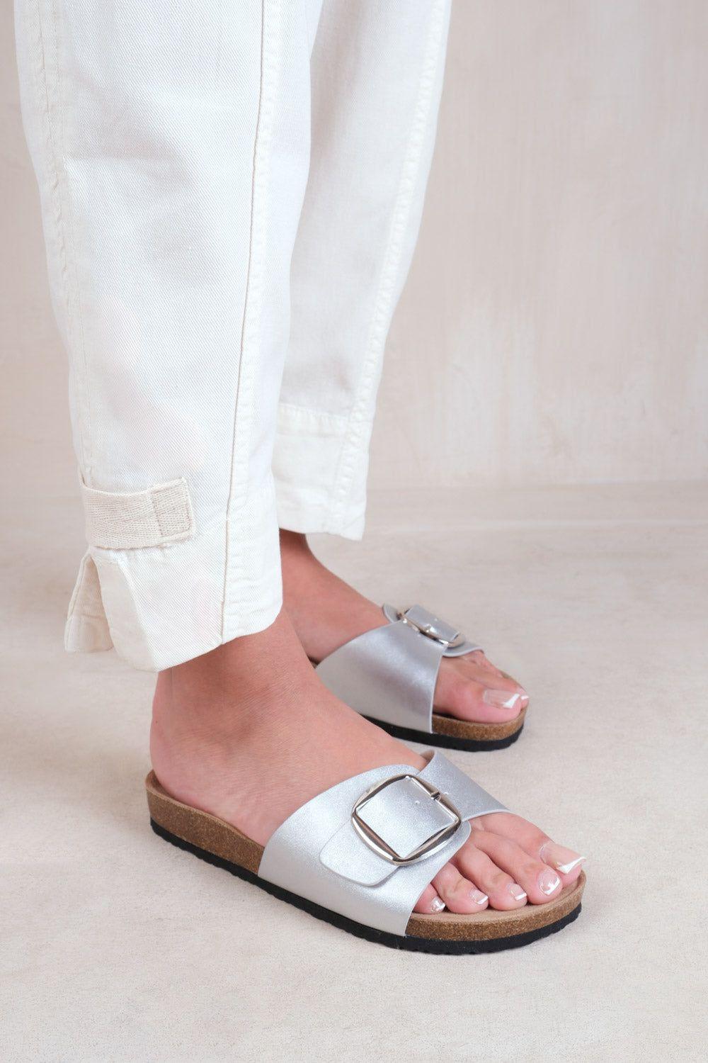 'Sequoia' Flat Single Strap Sandals With Buckle Detail by WHERE'S THAT FROM