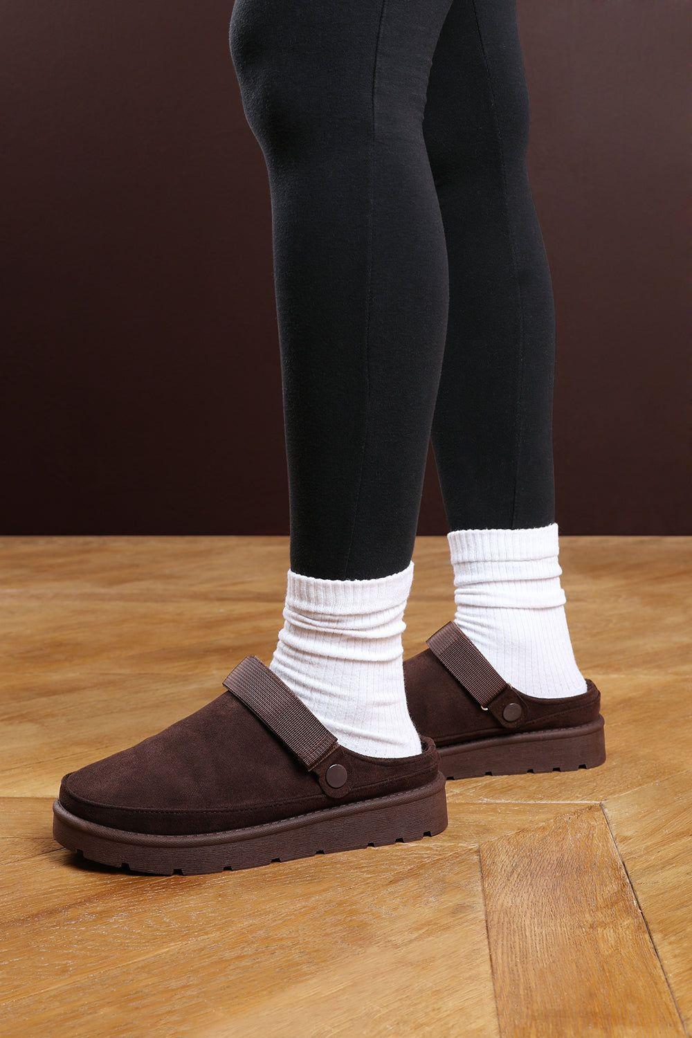 'Umber' Cosy Adjustable SlingBack Faux-Suede Slippers by WHERE'S THAT FROM