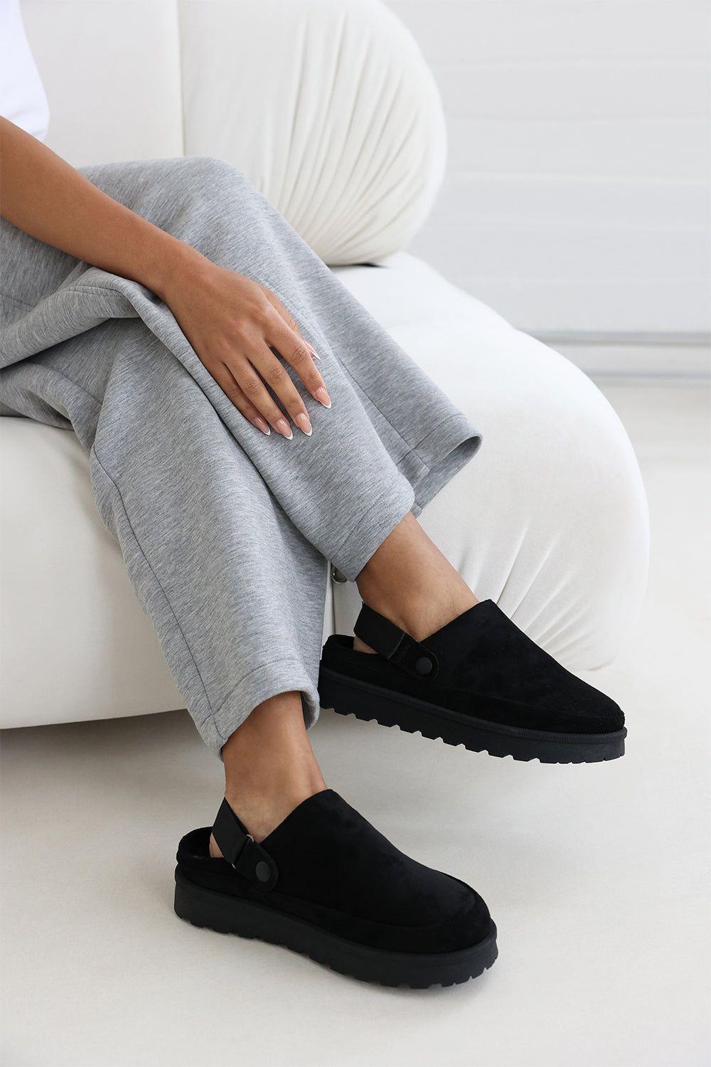 'Umber' Cosy Adjustable SlingBack Faux-Suede Slippers by WHERE'S THAT FROM