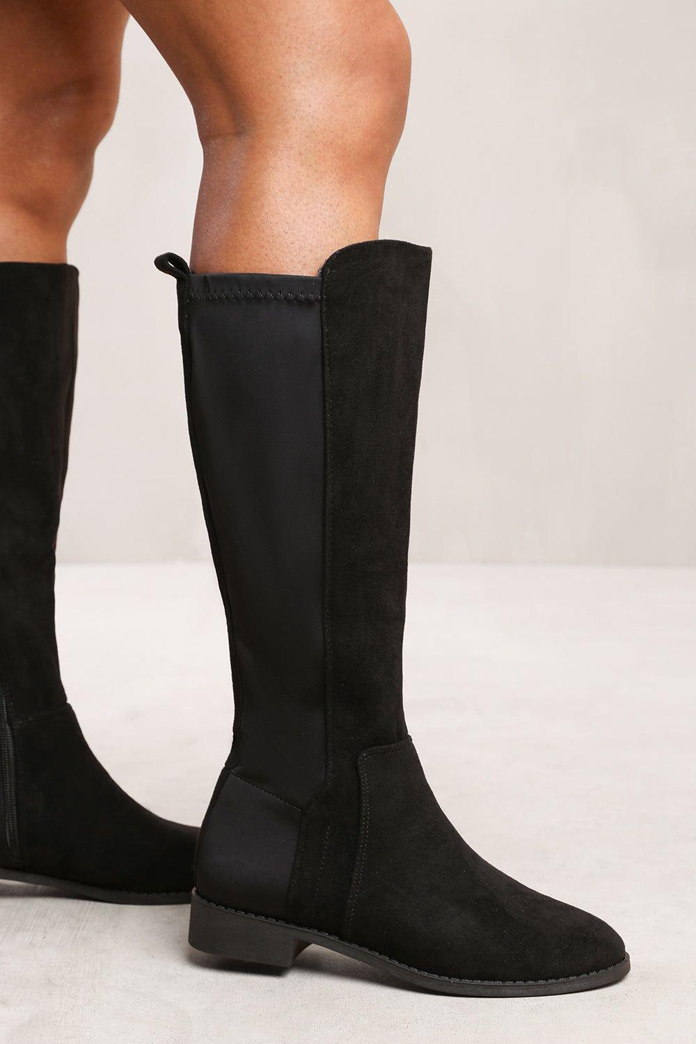 'Vanda' Knee High Boots With Side Zip by WHERE'S THAT FROM