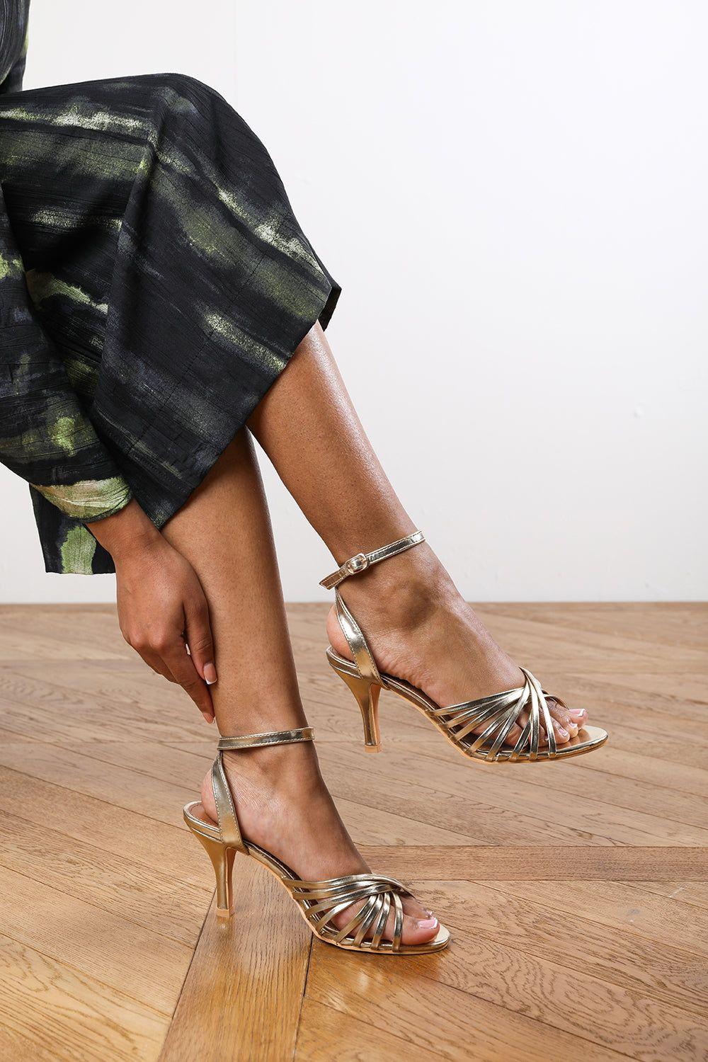 'Vivian' Heeled Sandal With Flared Stiletto by WHERE'S THAT FROM