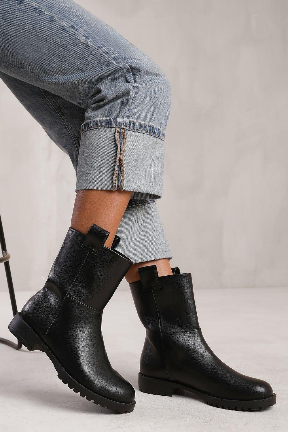 'Winter' Mid Calf Boot With Stitching Detail by WHERE'S THAT FROM