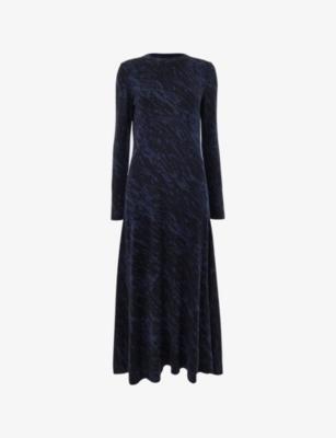 Abstract-Pattern Long-Sleeved Stretch-Mesh Midi Dress by WHISTLES