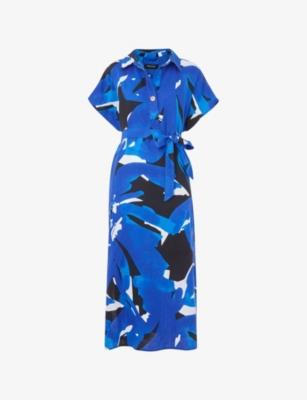 Abstract-Print Relaxed-Fit Linen Midi Dress by WHISTLES Abstract-Print Relaxed-Fit Linen Midi Dress by WHISTLES