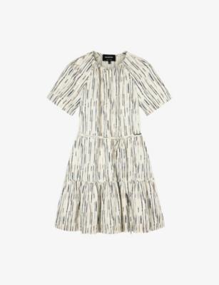 Abstract-Stripe Short-Sleeve Cotton-Blend Mini Dress by WHISTLES