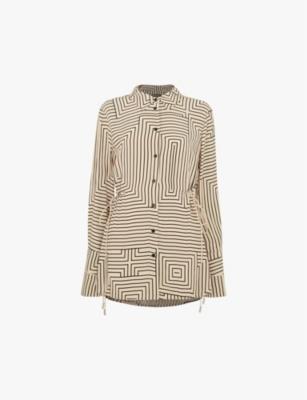 Angled-stripe side-tie woven shirt by WHISTLES