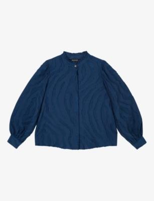 Animal-Textured Stand-Collar Woven Shirt by WHISTLES