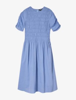 Avery Ruched-Sleeve Cotton Midi Dress by WHISTLES