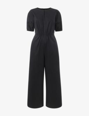 Broderie-Trim Square-Neck Cotton-Poplin Jumpsuit by WHISTLES