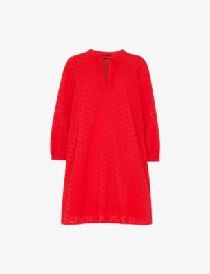 Broderie V-Neck Cotton Mini Dress by WHISTLES