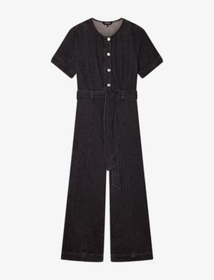 Button-Down Belted Denim Jumpsuit by WHISTLES