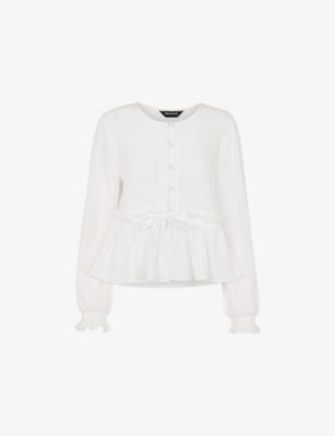 Button-Down Peplum-Hem Cotton Blouse by WHISTLES