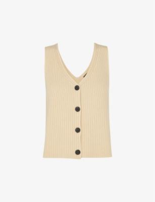 Button-front V-neck stretch-cotton tank by WHISTLES
