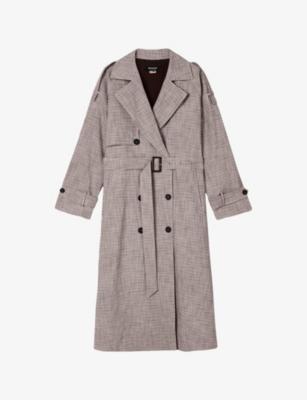 Checked Belted-Waist Stretch-Woven Trench Coat by WHISTLES