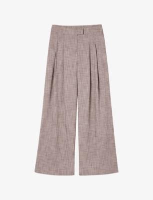 Checked Pleated Wide-Leg Woven Trousers by WHISTLES