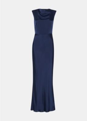 Cowl-neck tie-back satin maxi dress by WHISTLES