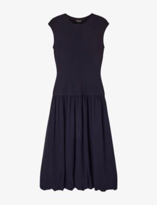 Crewneck Bubble-Hem Stretch-Knit Midi Dress by WHISTLES
