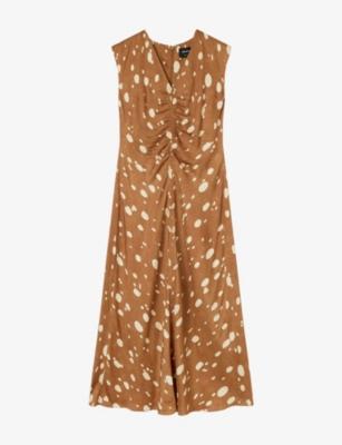 Deer-Spot Sleeveless Woven Midi Dress by WHISTLES