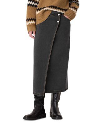 Denim Button Wrap Midi Skirt by WHISTLES
