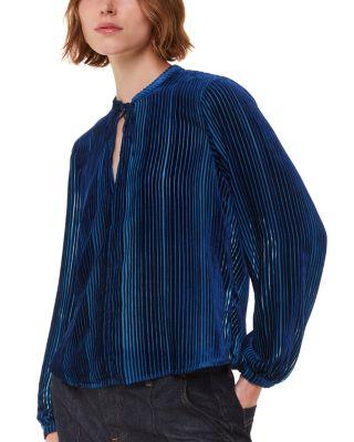 Devore Velvet Stripe Blouse by WHISTLES