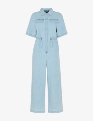 Drawstring-Waist Short-Sleeve Denim Jumpsuit by WHISTLES