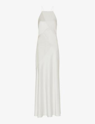Eileen high-neck silk maxi wedding dress by WHISTLES