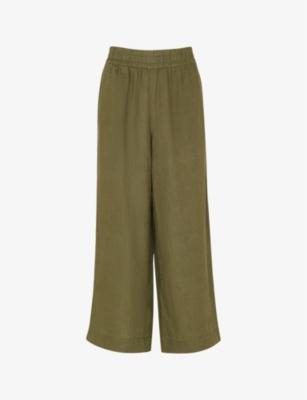 Elasticated-waist high-rise linen trousers by WHISTLES