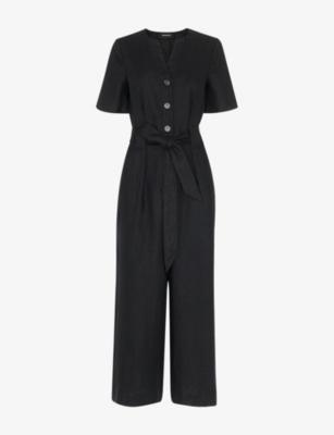 Fiona Button-Down Short-Sleeve Linen Jumpsuit by WHISTLES