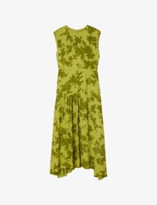 Floral-Print Asymmetric-Hem Woven Midi Dress by WHISTLES