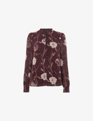 Floral-Print Tie-Neck Woven Blouse by WHISTLES