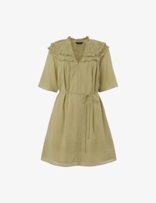 Frill-Trim Belted-Waist Cotton Mini Dress by WHISTLES