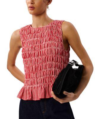 Gingham Shirred Top by WHISTLES