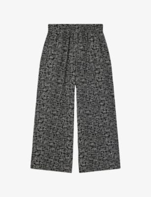 Grid-Print Elasticated-Waist Woven Trousers by WHISTLES