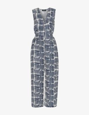 Hatch Squares Graphic-Print Sleeveless Woven Jumpsuit by WHISTLES