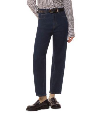 High Rise Barrel Jeans in Dark Denim by WHISTLES