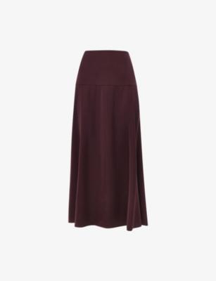High-Rise Bias-Cut Satin Midi Skirt by WHISTLES