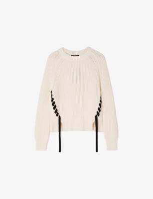 Lace-Up Ribbed Knitted Jumper by WHISTLES