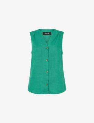 Laura V-Neck Linen Waistcoat by WHISTLES