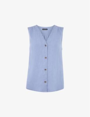 Laura V-neck sleeveless linen vest by WHISTLES