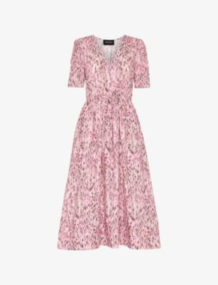 Leopard-Print V-Neck Cotton Midi Dress by WHISTLES