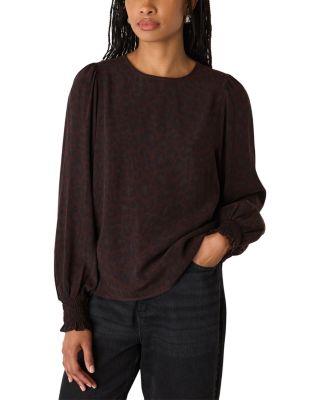 Leopard Shirred Cuff Blouse by WHISTLES
