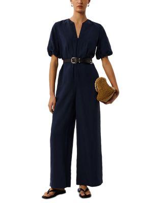 Linen Blend Tie Waist Jumpsuit by WHISTLES